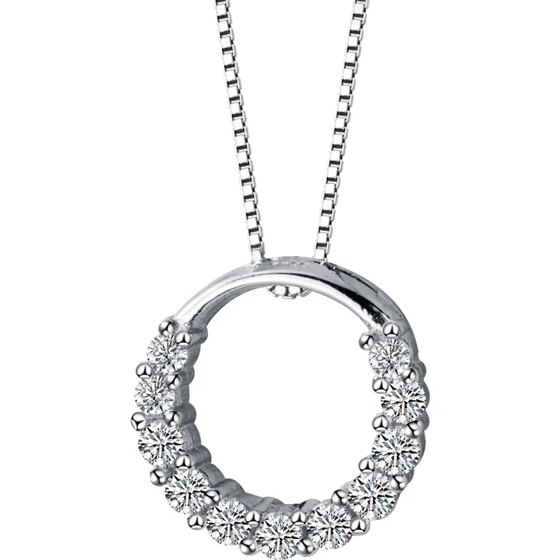 Hot Selling 925 Sterling Silver Cubic Zircon Round Circle Pendant Necklace Silver Necklace Women Silver Jewelry
Hot Selling 925 Sterling Silver Cubic Zircon Round Circle Pendant Necklace Silver Necklace Women Silver Jewelry