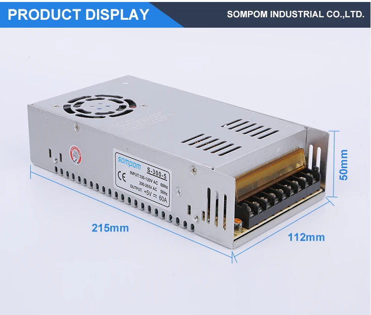 Factory Price S-300-5 300W 5V60A Power Supply for Led Display Panels Led Screen 5V 60A Short Circuit Overtemp Overload Overvolt