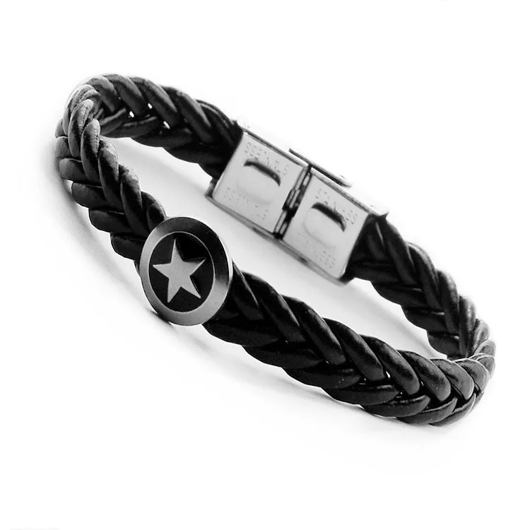 Men's Black Alloy Magnet Braided Bracelet Men's PU Fake Leather String Braided Wide Leather Punk Bracelet, Picture shows
Men's Black Alloy Magnet Braided Bracelet Men's PU Fake Leather String Braided Wide Leather Punk Bracelet, Picture shows