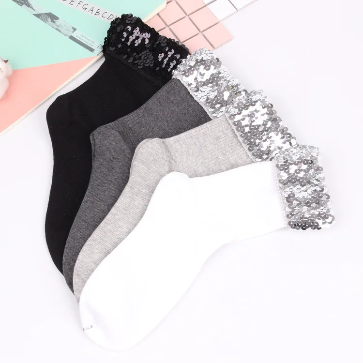 Bling Gold Silver Black Glitter Soft Breathable Cotton Knit Ankle Sequin Socks for Girls Women, 4 colors
Bling Gold Silver Black Glitter Soft Breathable Cotton Knit Ankle Sequin Socks for Girls Women, 4 colors