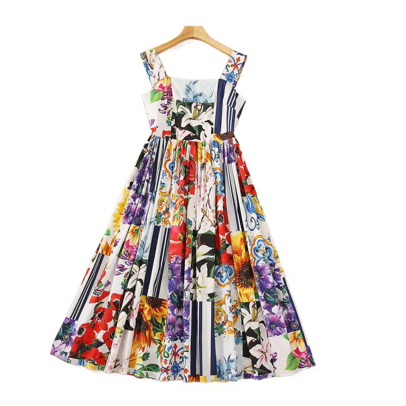 2021 Summer Fashion Runway Cotton Dress Women Spaghetti Strap Bohemian Floral print Vacation Elegant Midi Dress
2021 Summer Fashion Runway Cotton Dress Women Spaghetti Strap Bohemian Floral print Vacation Elegant Midi Dress