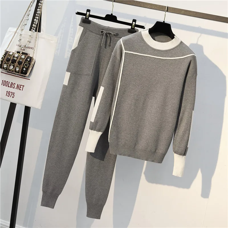 Spring casual plus size womens sweaters 2 piece set knitted sweater set jogging suit, Black grey wine red
Spring casual plus size womens sweaters 2 piece set knitted sweater set jogging suit, Black grey wine red