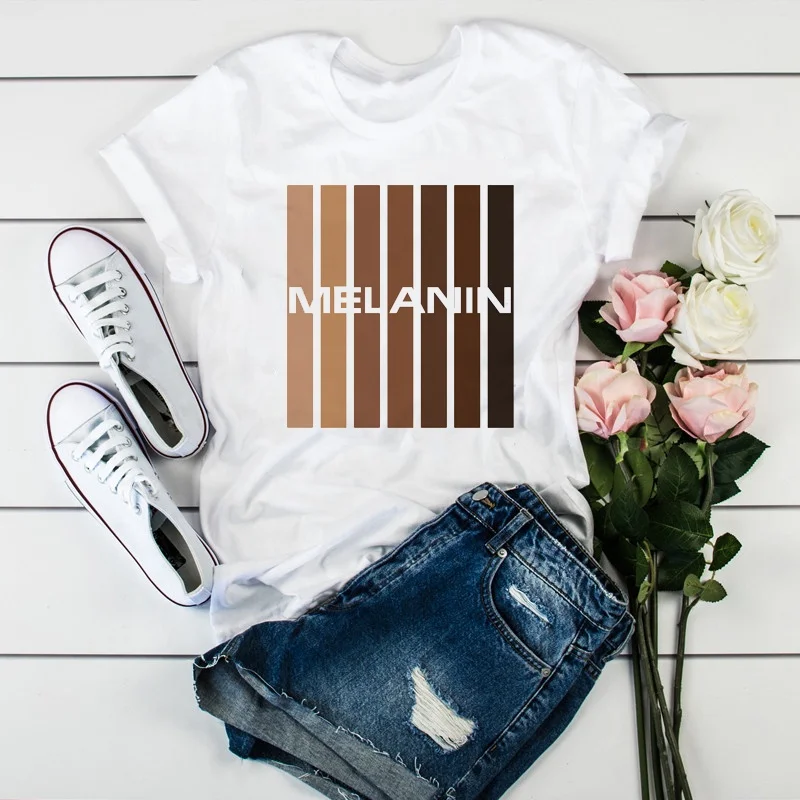 New Fashion Women T-shirt Melanin American Shirt White Cotton T Shirt Fashion Aesthetic Custom Printing Tshirt, Picture showed
New Fashion Women T-shirt Melanin American Shirt White Cotton T Shirt Fashion Aesthetic Custom Printing Tshirt, Picture showed