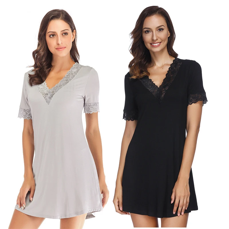 Autumn spring new women's loose home wear short-sleeved V neck lace pajamas modal cotton lounge wear dress, 5colors
Autumn spring new women's loose home wear short-sleeved V neck lace pajamas modal cotton lounge wear dress, 5colors