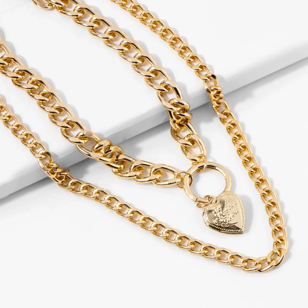 JUHU New fashion two-color love necklace multi-layer superimposed sweater chain hip-hop trend metal alloy jewelry for women, Golden/sliver
JUHU New fashion two-color love necklace multi-layer superimposed sweater chain hip-hop trend metal alloy jewelry for women, Golden/sliver
