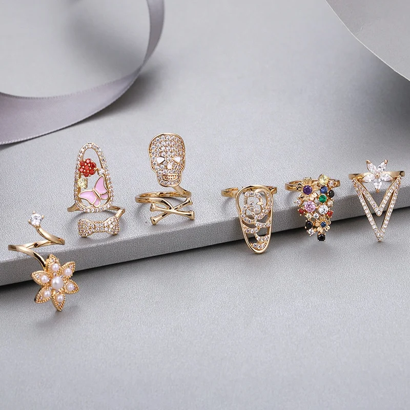 New Arrival Copper Zircon Nail Ring Hip-hop Adjustable Geometric Opening Genuine Gold Plated Rings For Ladies, 3 colors
New Arrival Copper Zircon Nail Ring Hip-hop Adjustable Geometric Opening Genuine Gold Plated Rings For Ladies, 3 colors