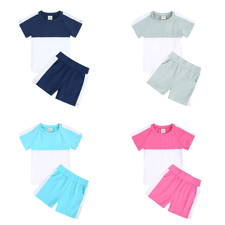 M725 5 Colors children's short-sleeved shorts home suit splicing two-color summer baby sleeve pajamas set
M725 5 Colors children's short-sleeved shorts home suit splicing two-color summer baby sleeve pajamas set