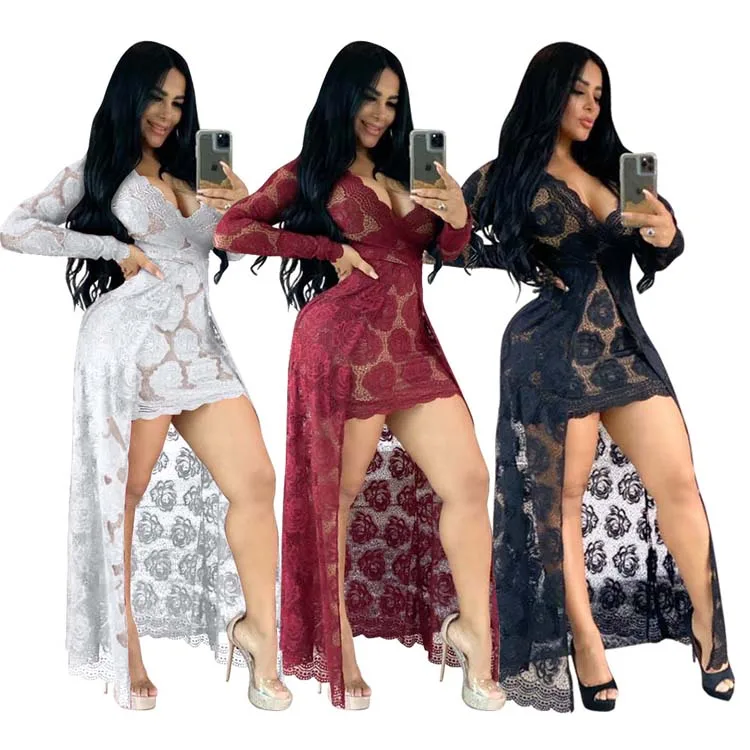 2021 Womens Long Sleeve Lace Dress Maxi Mesh Bodycon Sexy White Black Red Transparent Lace Deep V Dresses Club Night Evening
2021 Womens Long Sleeve Lace Dress Maxi Mesh Bodycon Sexy White Black Red Transparent Lace Deep V Dresses Club Night Evening