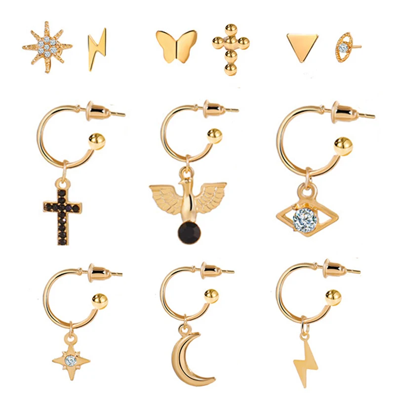 Bohemian Gold Animal Butterfly Snake Earrings Set For Women Men Vintage Crystal Eye Moon Star Cross Earring, Gold plated
Bohemian Gold Animal Butterfly Snake Earrings Set For Women Men Vintage Crystal Eye Moon Star Cross Earring, Gold plated