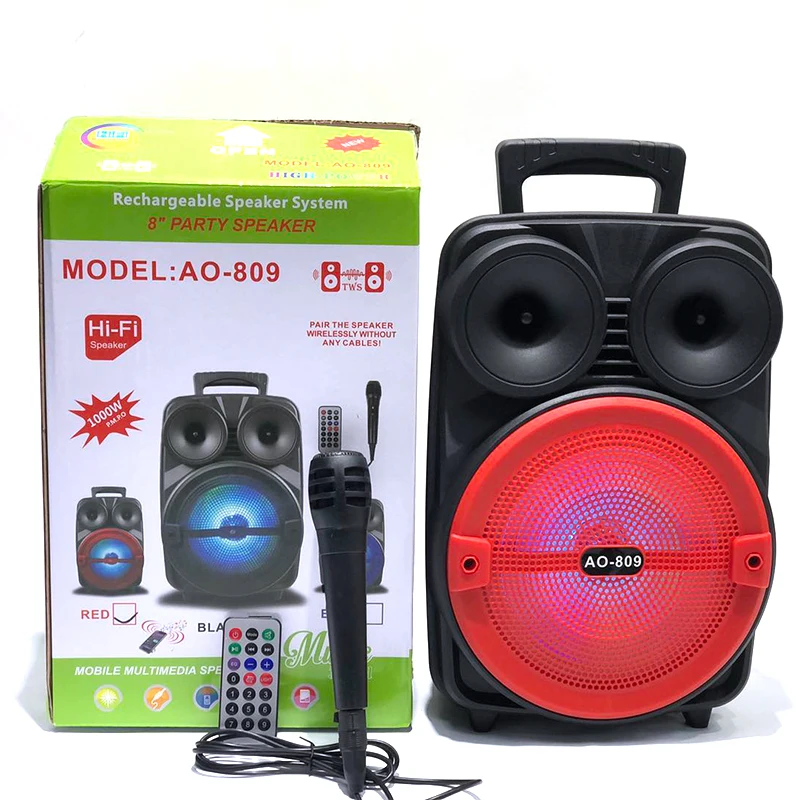 AO-809 High quality 8 Inches Big Portable Speaker TWS Speaker with Microphone, Black
AO-809 High quality 8 Inches Big Portable Speaker TWS Speaker with Microphone, Black
