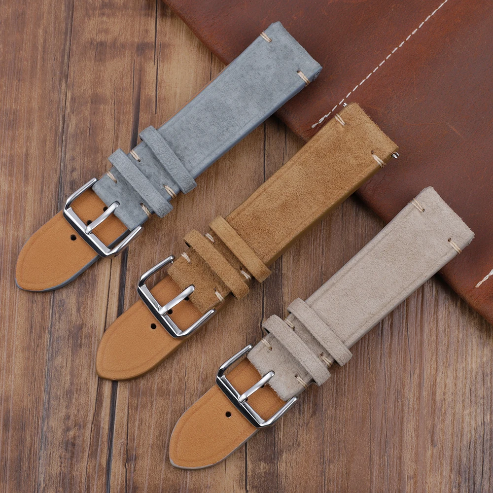 Wholesale Handmade Suede Genuine Leather Watch Strap Wrist Watch Band, Grey/beige/tan
Wholesale Handmade Suede Genuine Leather Watch Strap Wrist Watch Band, Grey/beige/tan
