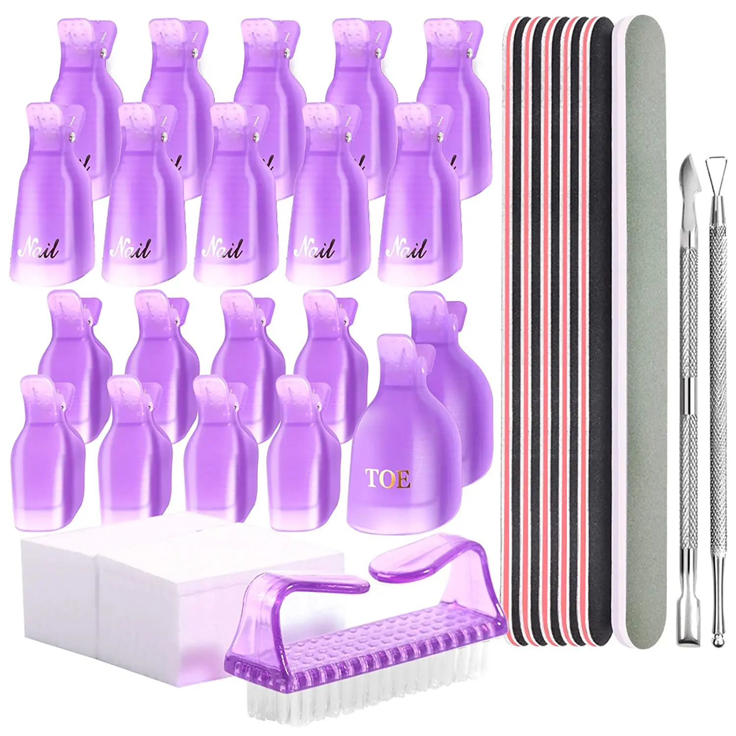 Nail Polish Gel Remover Tool Kit With Professional Fingernail and Toenail Soak Off Clips 100/180 Grits Nail Files 400/4000 Grit, Color
Nail Polish Gel Remover Tool Kit With Professional Fingernail and Toenail Soak Off Clips 100/180 Grits Nail Files 400/4000 Grit, Color