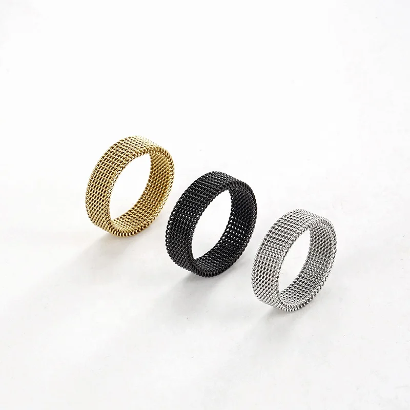 Vintage Jewelry Three Color Stainless Steel Braided Soft Ring Hollow Mesh Ring For Women, Gold/silver/black
Vintage Jewelry Three Color Stainless Steel Braided Soft Ring Hollow Mesh Ring For Women, Gold/silver/black