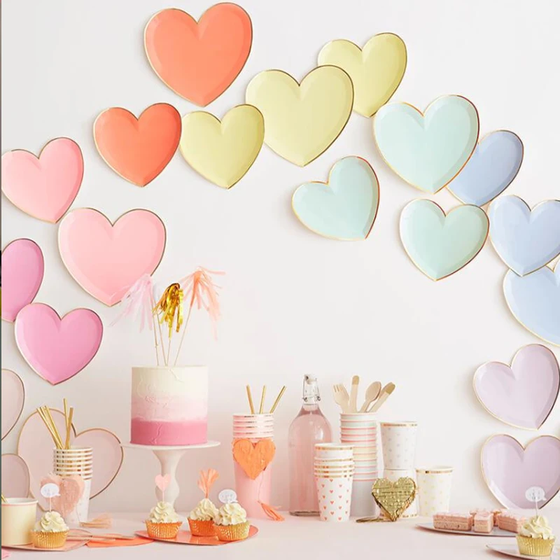 Colorful stock disposable paper plates heart Shaped 9 inch paper plates for Birthday Valentine's Day Parties
Colorful stock disposable paper plates heart Shaped 9 inch paper plates for Birthday Valentine's Day Parties