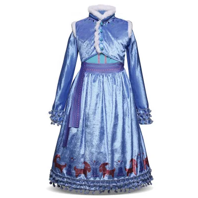 Для маленьких и взрослых Милые обувь девочек платье Эльзы косплэй костюм in2019 Замороженные Эльза Анна платье принцессы