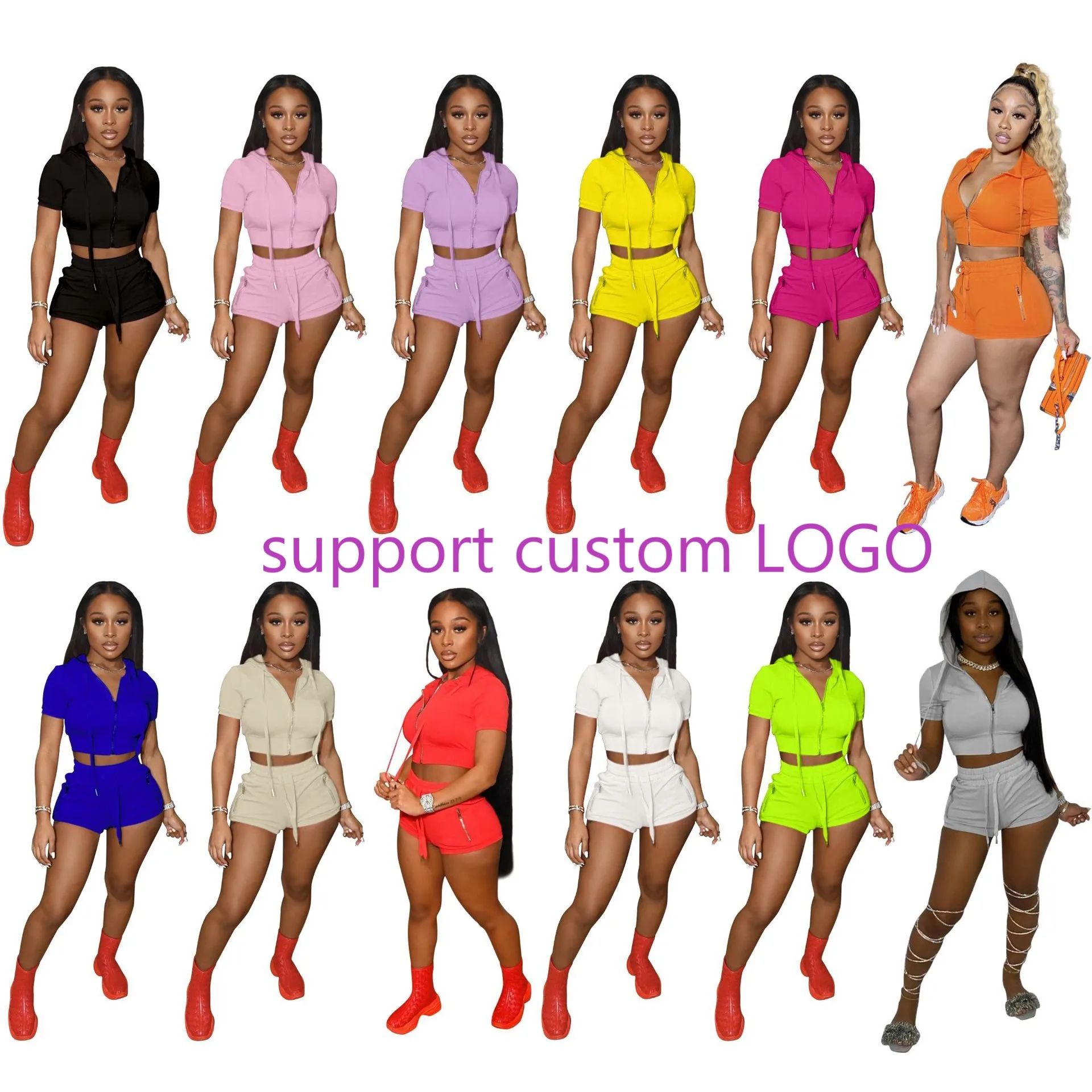 Custom Logo 2022 Summer Women Biker Short Sets Designer 2 Piece Set Solid Color Full Zipper Hoodie Women Crop Tops Two Piece Set
Custom Logo 2022 Summer Women Biker Short Sets Designer 2 Piece Set Solid Color Full Zipper Hoodie Women Crop Tops Two Piece Set