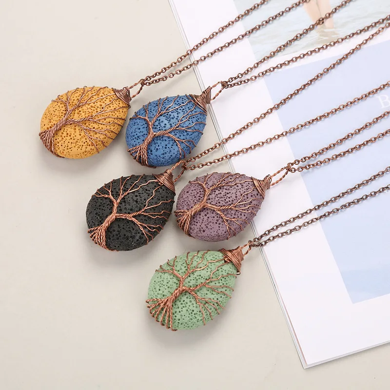 Tree of Life Pattern Colorful Waterdrop Lava Stone Essential Oil Diffuser Necklace Aromatherapy Rock Stone Necklace Jewelry
Tree of Life Pattern Colorful Waterdrop Lava Stone Essential Oil Diffuser Necklace Aromatherapy Rock Stone Necklace Jewelry