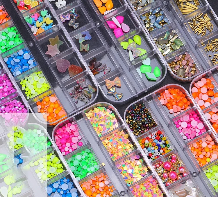 Paso Sico Nail Art Accessories 12 Slots Set Mixed Nail Art Rhinestones Crystal Stone Fluorescence Nails Jewelry for Decorations
Paso Sico Nail Art Accessories 12 Slots Set Mixed Nail Art Rhinestones Crystal Stone Fluorescence Nails Jewelry for Decorations