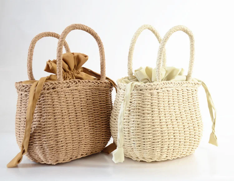 2021 summer fashion pure color drawstring bucket women basket hand bags straw purse handbags with rough paper rope, 2colors
2021 summer fashion pure color drawstring bucket women basket hand bags straw purse handbags with rough paper rope, 2colors