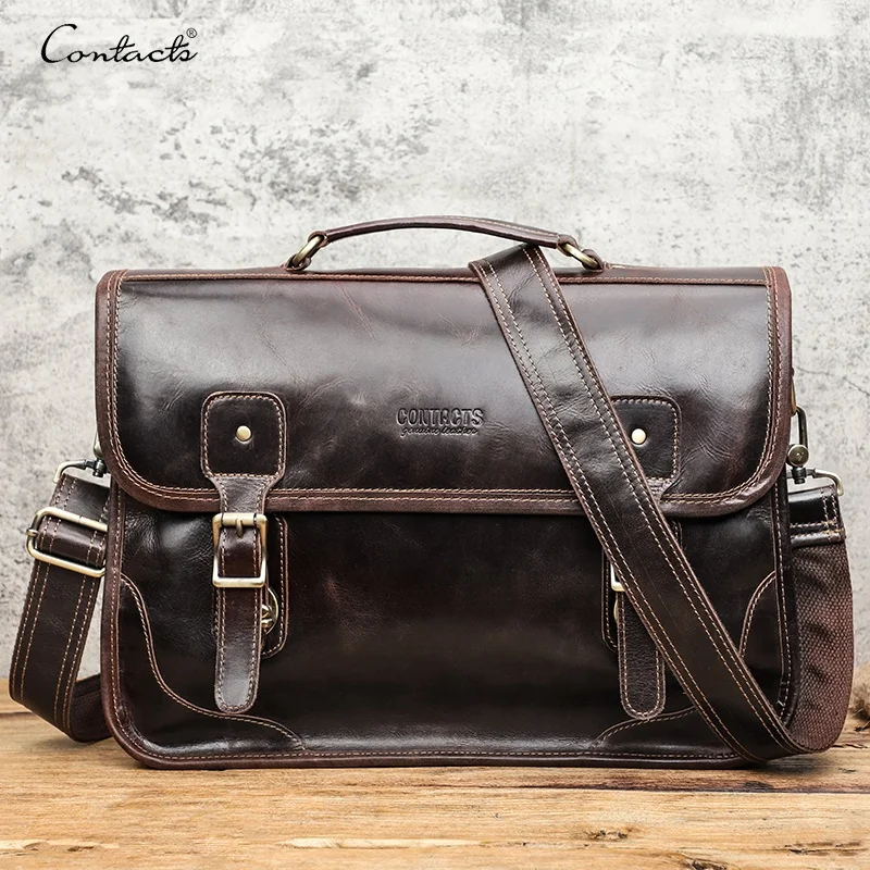 CONTACT'S Men Briefcase Bag Large Shoulder Messenger Bags Business Office Laptop geniune Oil Leather Briefcase for 14 inch, Coffee/customized
CONTACT'S Men Briefcase Bag Large Shoulder Messenger Bags Business Office Laptop geniune Oil Leather Briefcase for 14 inch, Coffee/customized