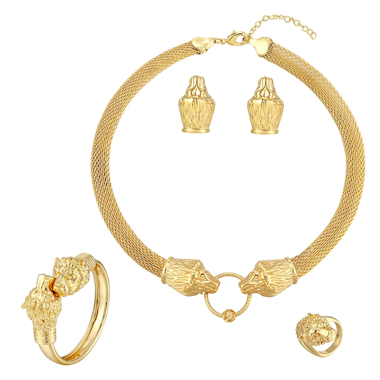 New design Hot Sale Lion jewelry set Necklace/Earrings/Ring/Bracelet K-S2010, 23k gold
New design Hot Sale Lion jewelry set Necklace/Earrings/Ring/Bracelet K-S2010, 23k gold