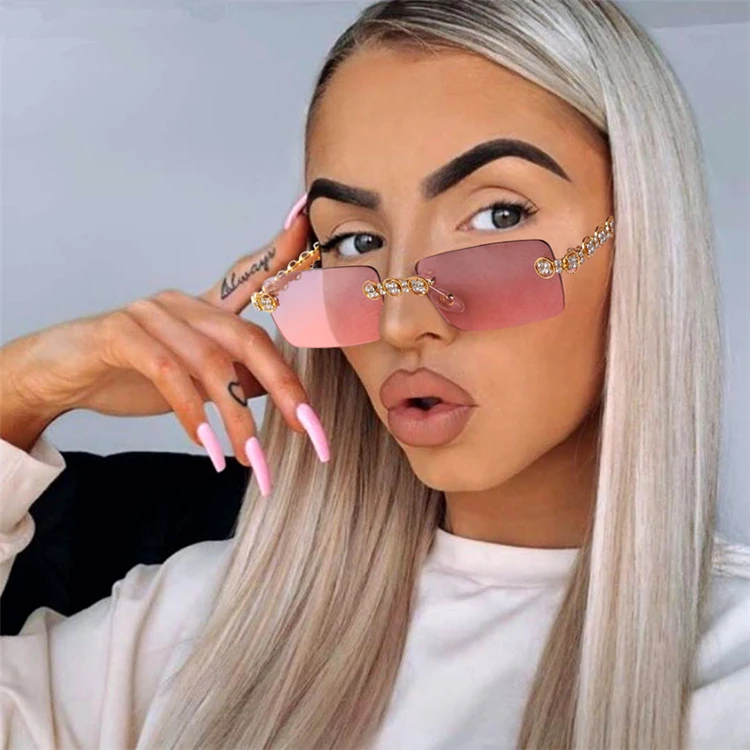 Ladies Luxury Rhinestone Sun Glasses Trending 2021 Newest Shades Women Small Square Rimless Sunglasses, As pictures or customized color 
Ladies Luxury Rhinestone Sun Glasses Trending 2021 Newest Shades Women Small Square Rimless Sunglasses, As pictures or customized color