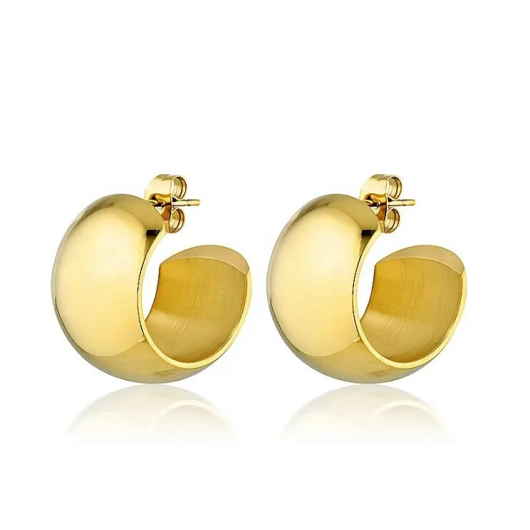 Flawless Fadeless New Fashion Chunky Hoop Earrings Gold Plated Half Open Earrings For Everyday Stainless Steel C Shape Earrings
Flawless Fadeless New Fashion Chunky Hoop Earrings Gold Plated Half Open Earrings For Everyday Stainless Steel C Shape Earrings