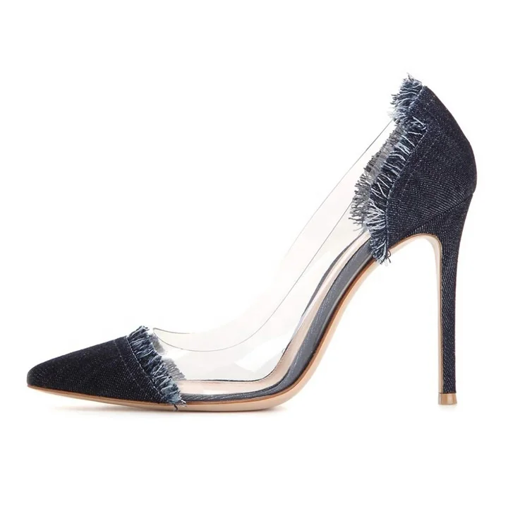 Ladies Shoes Chengdu Factory Manufacture Fashionable Stiletto Transparent PVC Denim Pumps, Blue
Ladies Shoes Chengdu Factory Manufacture Fashionable Stiletto Transparent PVC Denim Pumps, Blue