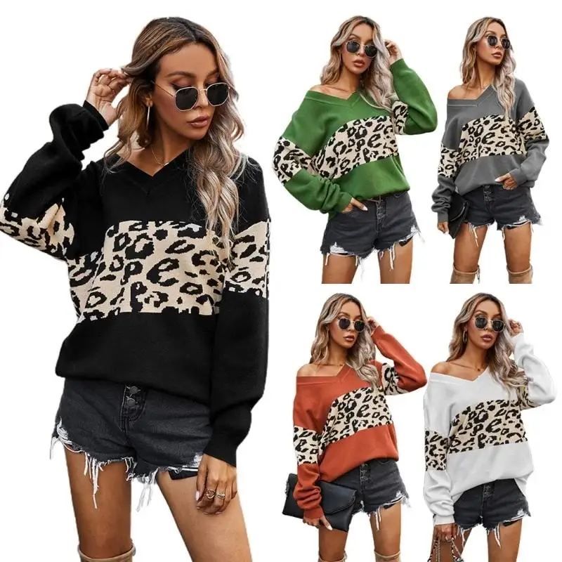 Ribbed Sweater Women V Neck Leopard Patchwork Oversized Jumpers 2020 Autumn Winter Knitted Slim Basic Sweaters Women
Ribbed Sweater Women V Neck Leopard Patchwork Oversized Jumpers 2020 Autumn Winter Knitted Slim Basic Sweaters Women