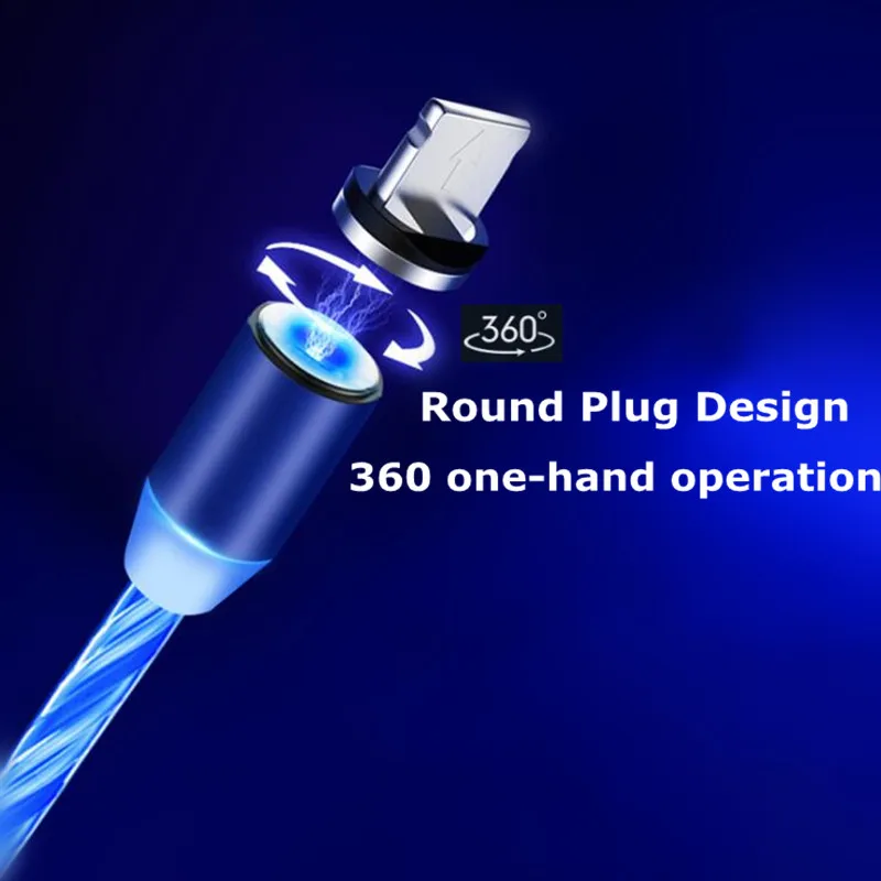 wholesale flowing LED light phone cable magnetic fast charging usb micro type c 8 pin cables - ANKUX.COM