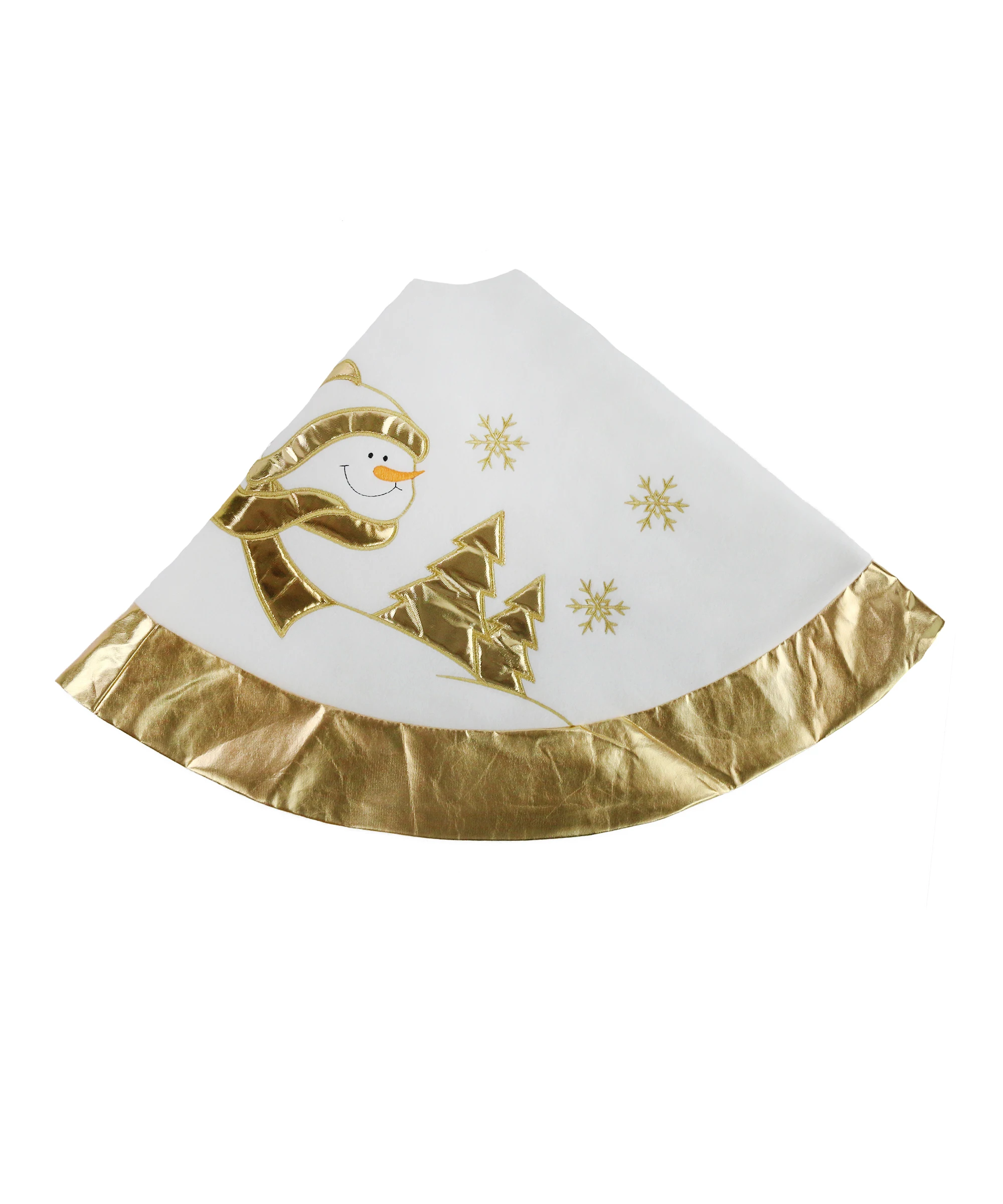 white velvet christmas tree skirt golden trim border embroidered