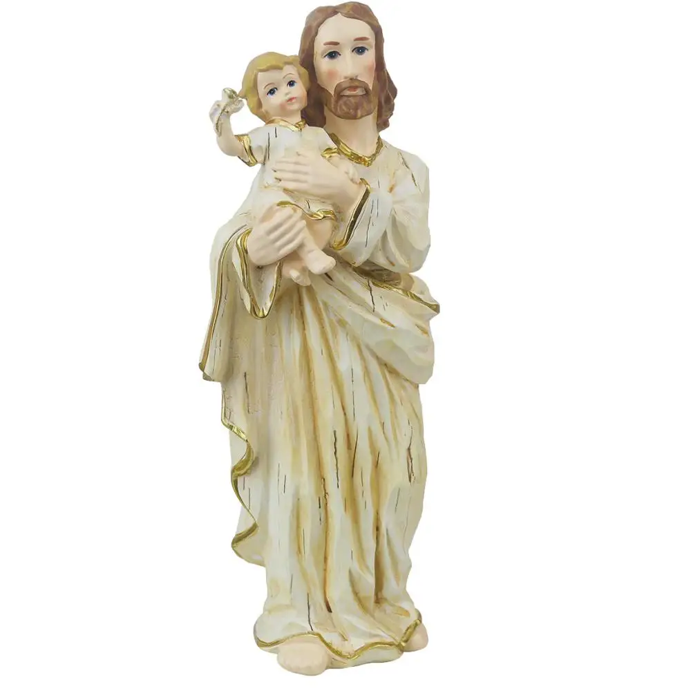 Ручной работы смола статуя Иисуса держа ребенка