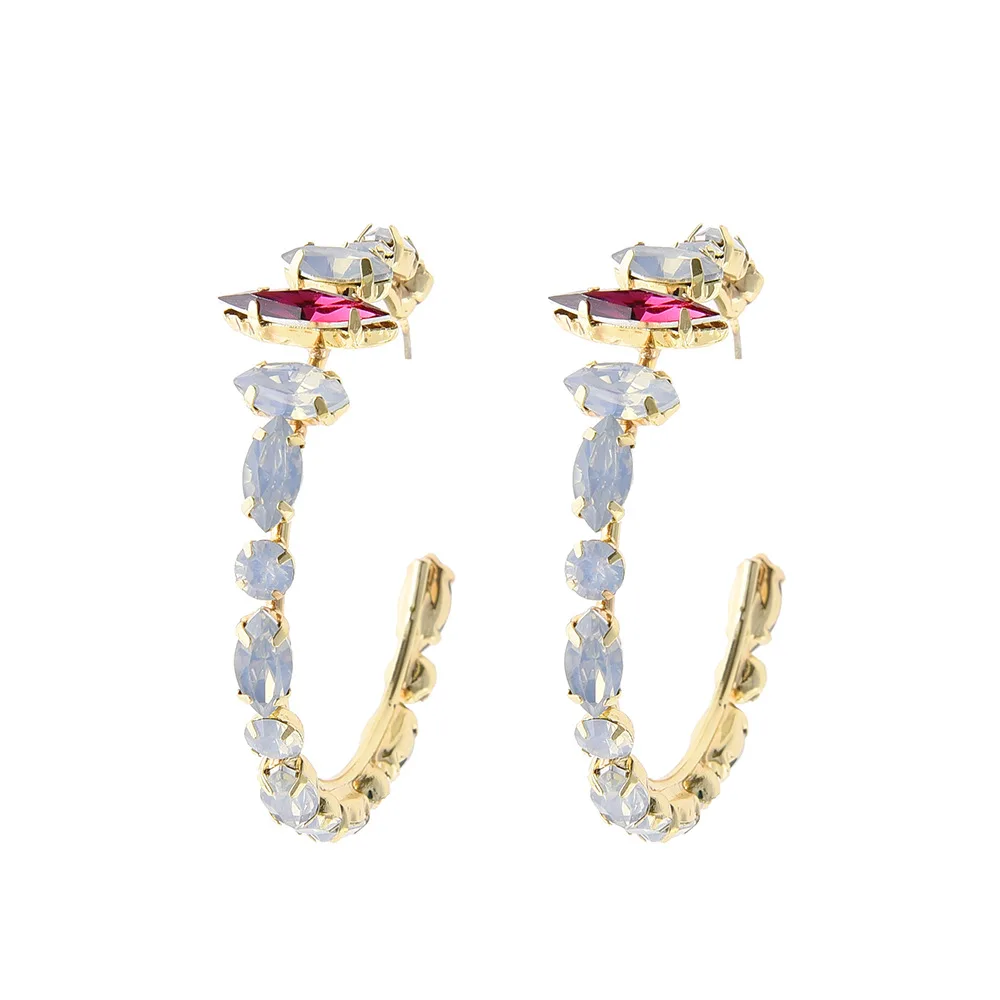 Ins Style Colorful Crystal Rhinestone Large Hoop Earrings Single Rhinestone Crystal C Shape Charm Earring For Women
Ins Style Colorful Crystal Rhinestone Large Hoop Earrings Single Rhinestone Crystal C Shape Charm Earring For Women