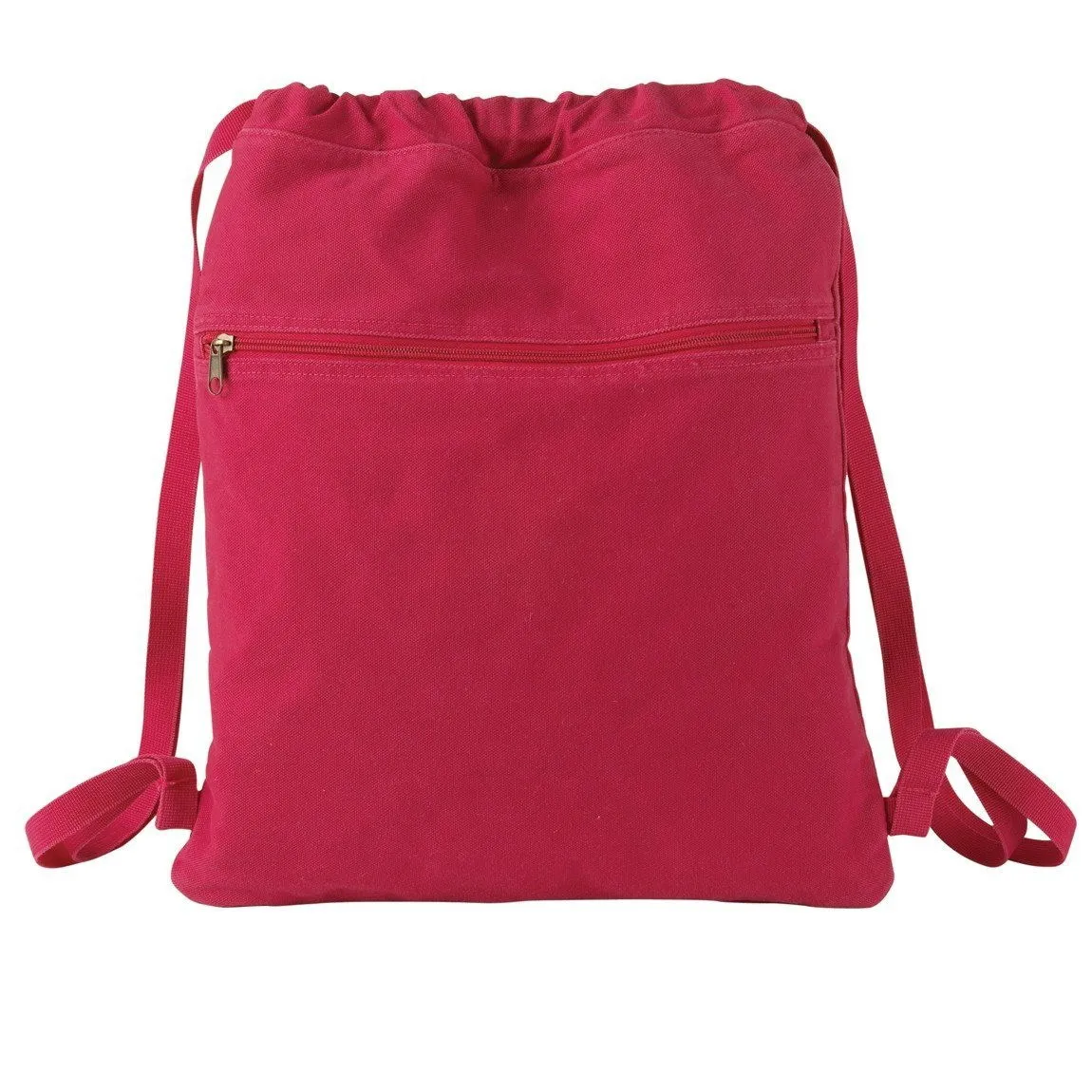 outdoor cotton drawstring backpack bag with zipper pocket