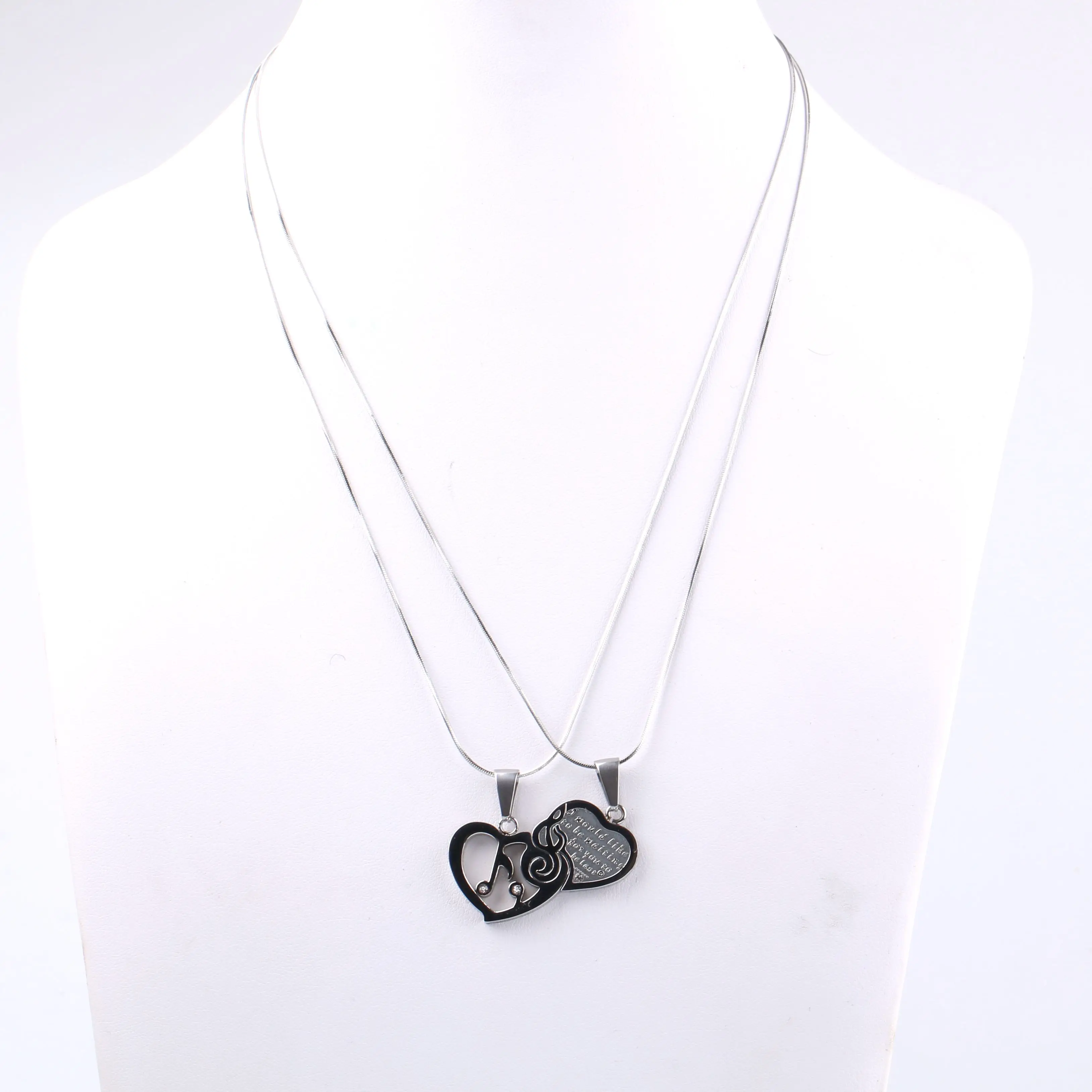 romantic jewelry love symbol stainless steel couple necklace for