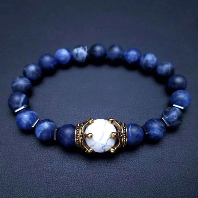 Fashion Luxury Alloy Crown Men Elastic Beaded Bracelet Tiger Eye Bead Bracelet, Black
Fashion Luxury Alloy Crown Men Elastic Beaded Bracelet Tiger Eye Bead Bracelet, Black