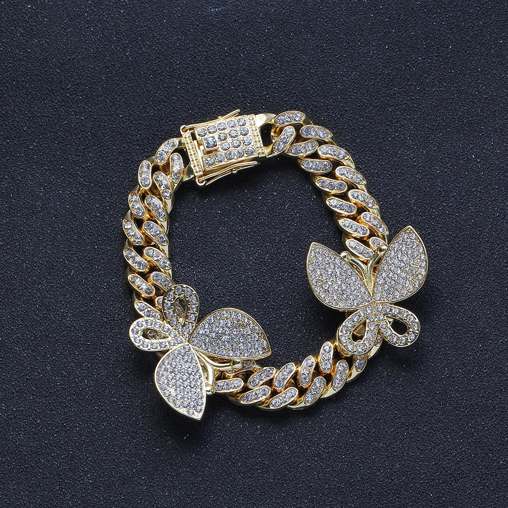 TUNKALL B044 2 butterfly 12mm Cuban Bracelet alloy Crystal charm Hip hop Link Chain for men jewelry gift
TUNKALL B044 2 butterfly 12mm Cuban Bracelet alloy Crystal charm Hip hop Link Chain for men jewelry gift
