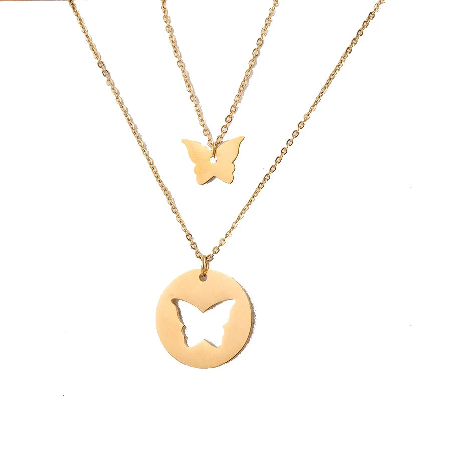 selling Simple Hot Sell Jewelry Stainless Steel Two Layer Butterfly Pendant Necklace For Women, 1pc/opp bag
selling Simple Hot Sell Jewelry Stainless Steel Two Layer Butterfly Pendant Necklace For Women, 1pc/opp bag
