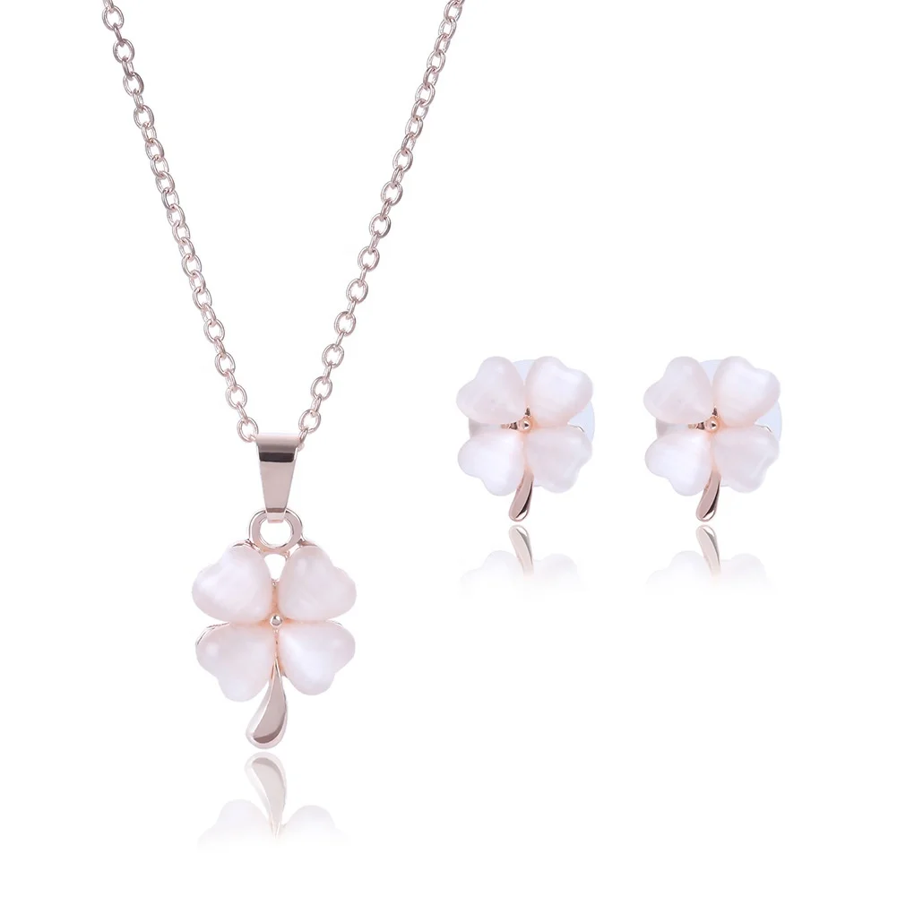 PUSHI hot fashion women earings sets four leaf heart necklace babygirl jewelry sets necklace, White
PUSHI hot fashion women earings sets four leaf heart necklace babygirl jewelry sets necklace, White