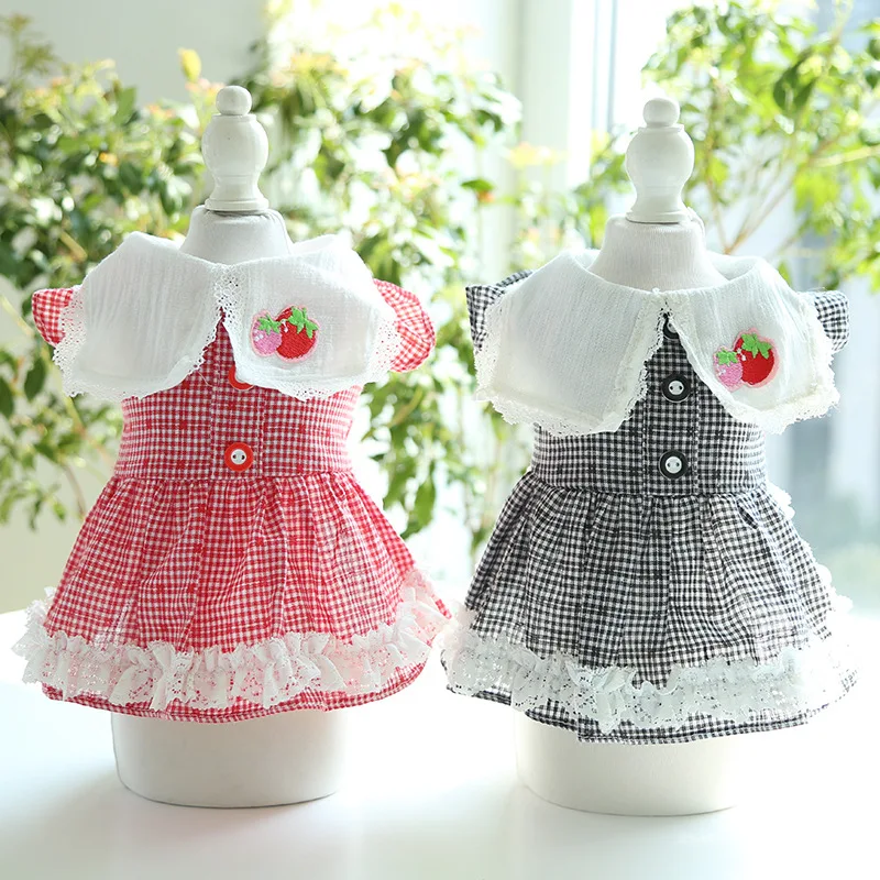 Manufacturer Wholesale Pet Accessories Clothes Sweet Square Collar Lace Strawberry Embroidery Pet Dog Dress, Red,black
Manufacturer Wholesale Pet Accessories Clothes Sweet Square Collar Lace Strawberry Embroidery Pet Dog Dress, Red,black
