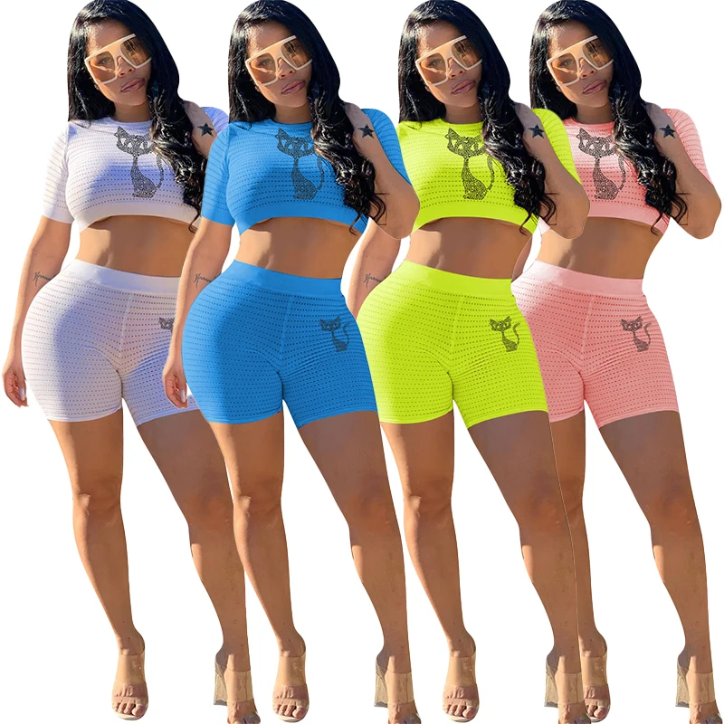 Wholesale ladies sportswear fitness clothing crop top short sleeve pants women two piece set, 4 colors
Wholesale ladies sportswear fitness clothing crop top short sleeve pants women two piece set, 4 colors