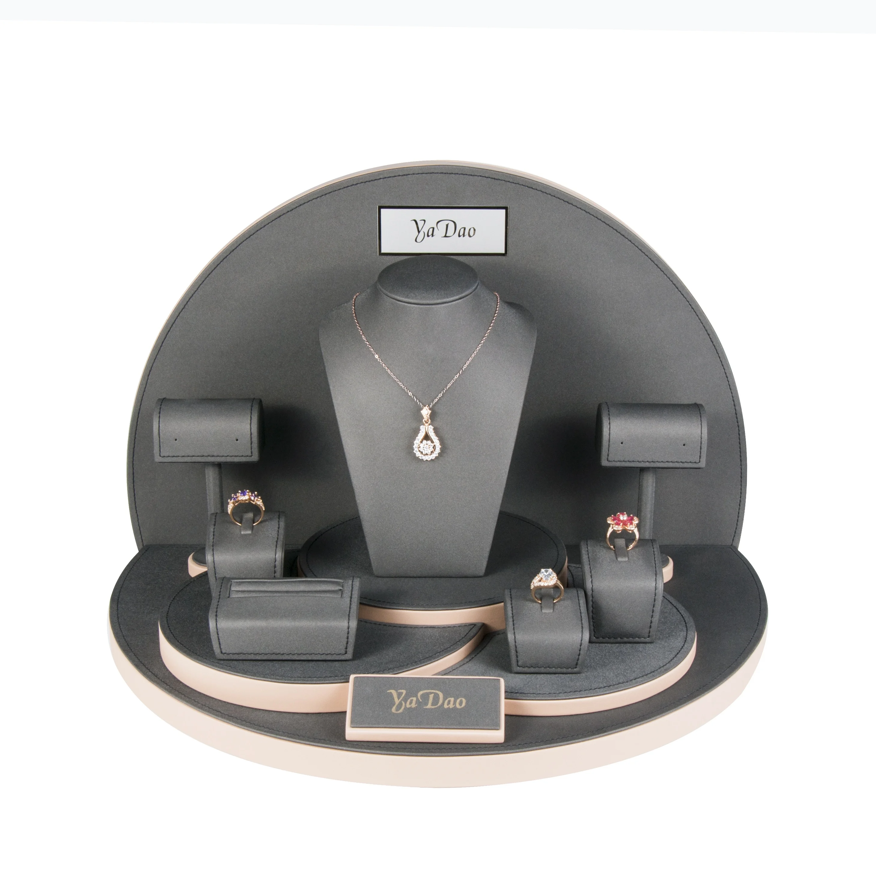 Yadao luxury custom leather jewelry display stand for ring and necklace, Black (customized)
Yadao luxury custom leather jewelry display stand for ring and necklace, Black (customized)