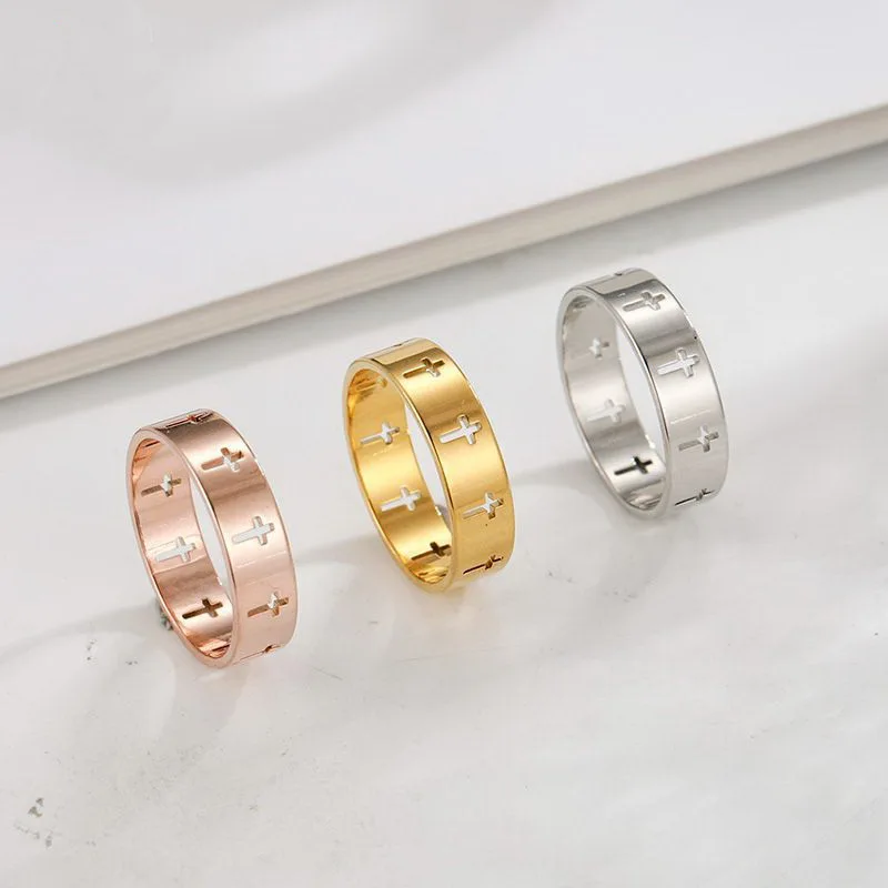 Creative Simple Hollow Cross Stainless Steel Ring For Women Rose Gold Silver Delicate Finger Ring Jewelry Hot
Creative Simple Hollow Cross Stainless Steel Ring For Women Rose Gold Silver Delicate Finger Ring Jewelry Hot