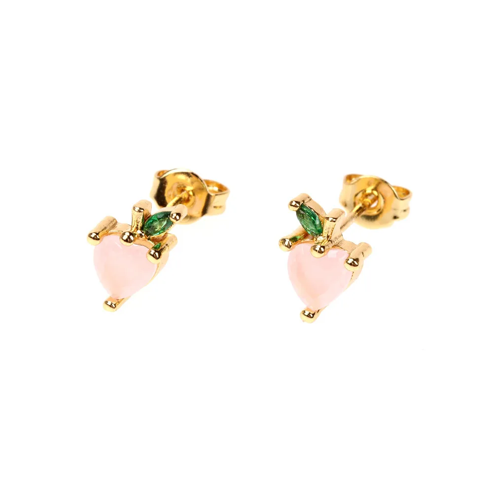 Trendy Pink Crystal Zirconia Peach Earrings Sweet Cute High Quality Gold Plated CZ Zircon Stud Earrings For Women Girls
Trendy Pink Crystal Zirconia Peach Earrings Sweet Cute High Quality Gold Plated CZ Zircon Stud Earrings For Women Girls