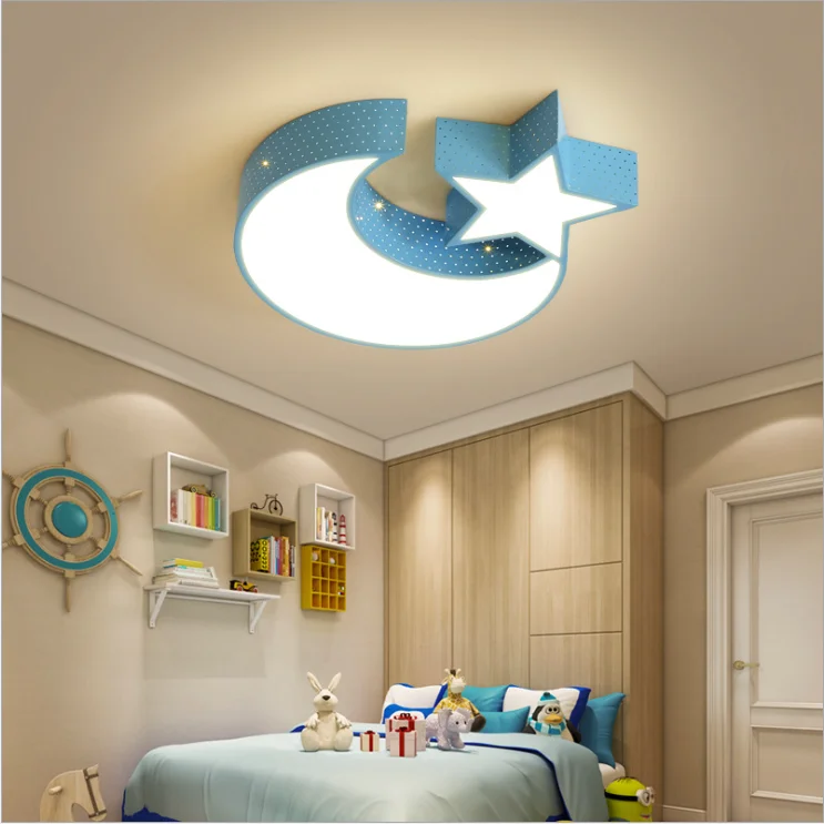 Elegant Kids Boys Girls Bedroom Ceiling Lamp Creative Cartoon Star Moon Shape Kindergarten Led Ceiling Lights