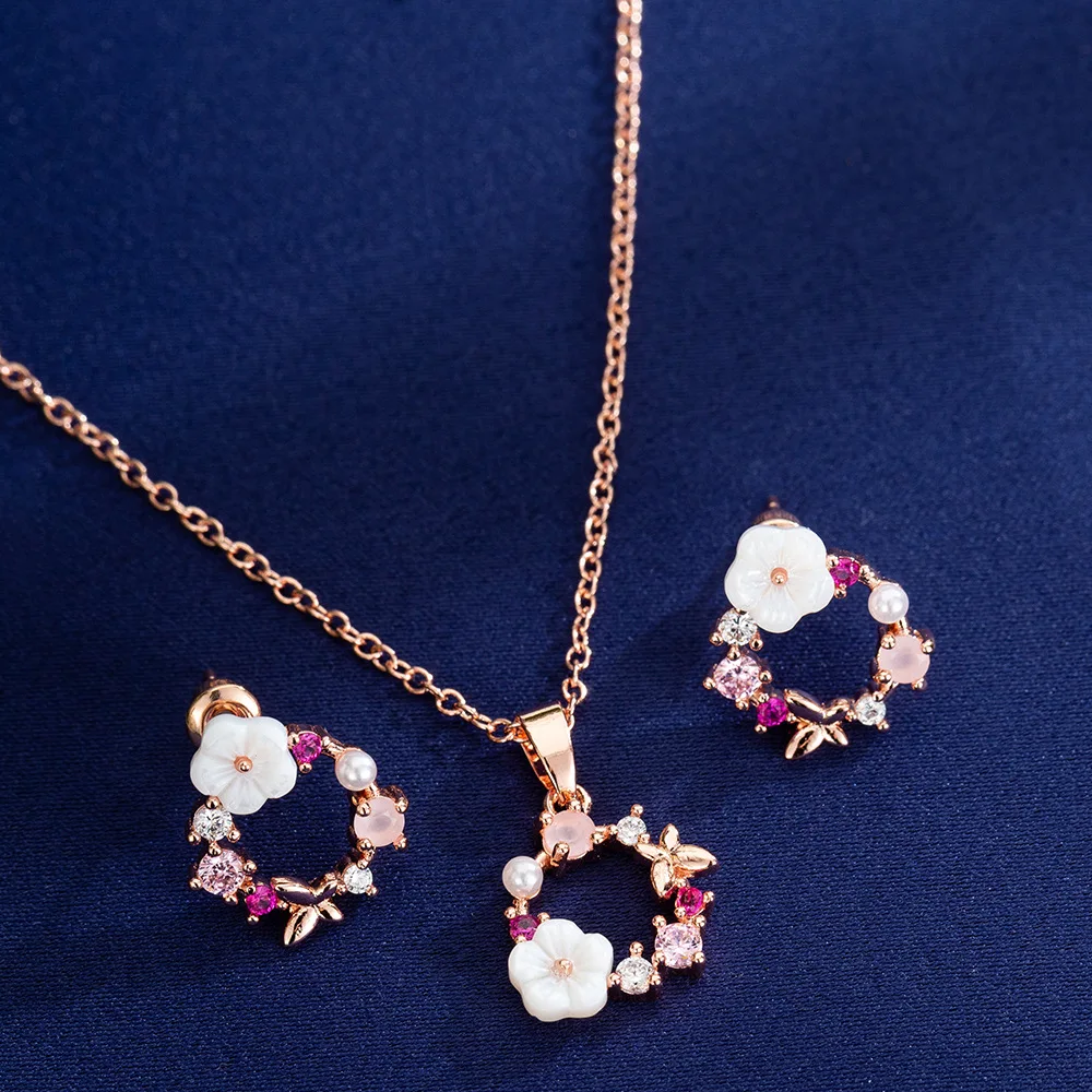 New Arrival Gold Plated Earrings Copper Flower Women Charms Flower Pendant Necklace Jewelry Set
New Arrival Gold Plated Earrings Copper Flower Women Charms Flower Pendant Necklace Jewelry Set