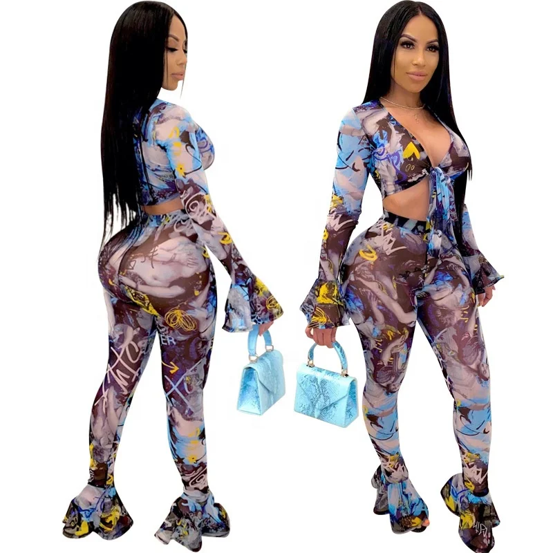 2020 New Design black girl magic clothing Women sets Clubwear Long Sleeve mesh two piece set
2020 New Design black girl magic clothing Women sets Clubwear Long Sleeve mesh two piece set