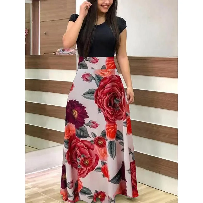 Plus Size women clothing flowers printing Color matching Maxi Dress O-neck Long Sleeve Casual Women Dress
Plus Size women clothing flowers printing Color matching Maxi Dress O-neck Long Sleeve Casual Women Dress