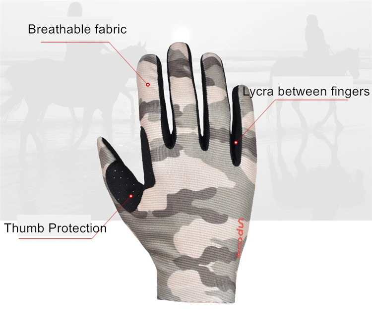 Touch Screen Men Women's Horse Riding Gloves Full Finger Breathable Camouflage Equestrian Sports Hiking Outdoor Tactical Gloves