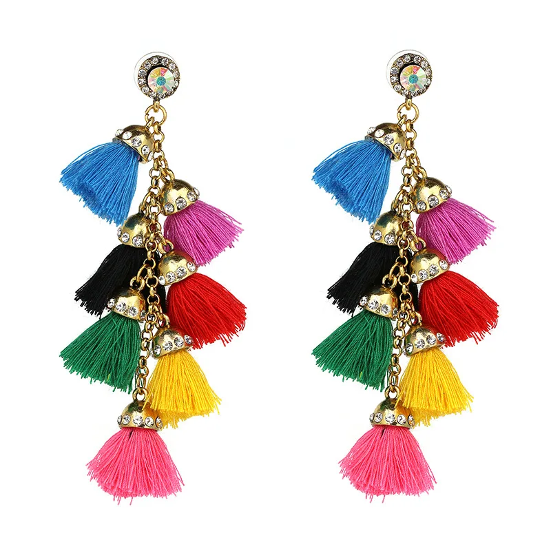 hot sell Popular Bohemian retro multi-layer colorful National style resin tassel earrings
hot sell Popular Bohemian retro multi-layer colorful National style resin tassel earrings